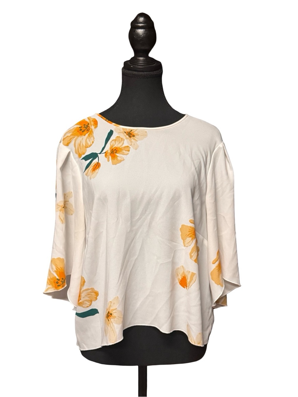 Blouse – Size Large Wilfred Floral Ivory Flutter Sleeve Top